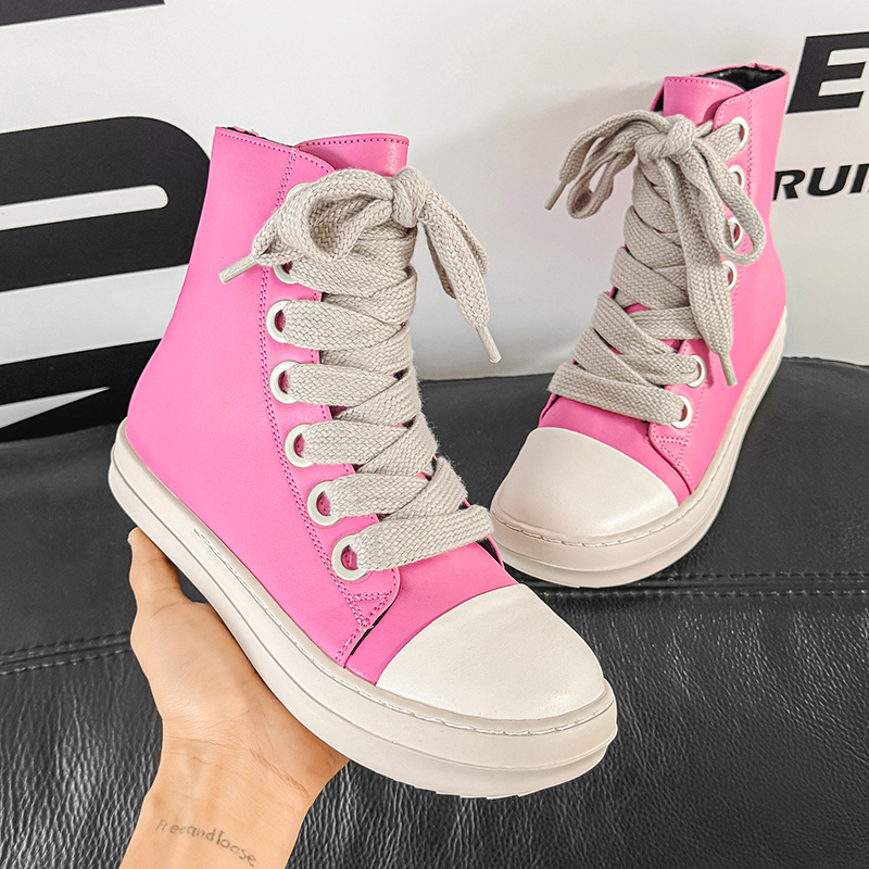 Street Fashion Designer - Original Pink Men High-top Sneakers Zip