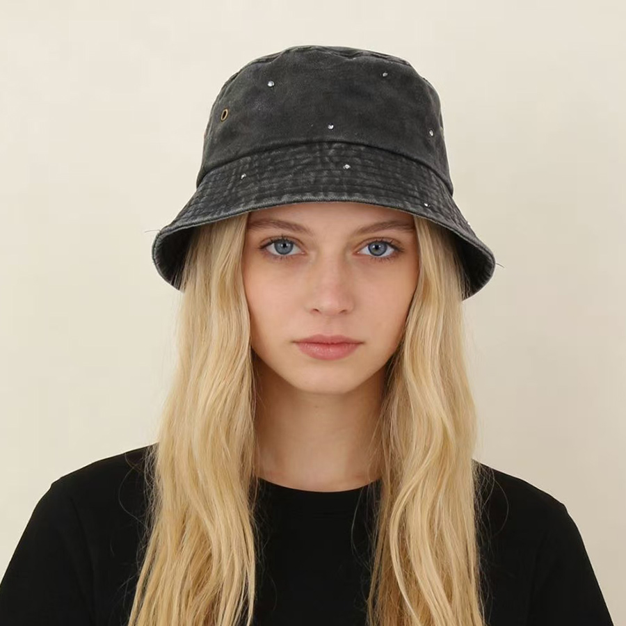 Bucket Hat Embroidered - New Fashion Rhinestone Fisherman Hat Women