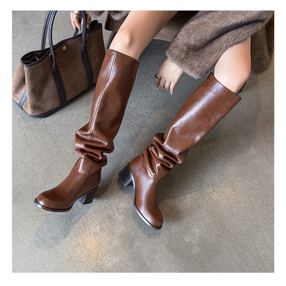 Street Fashion Designer - Knee High Heels Women Boots Leather