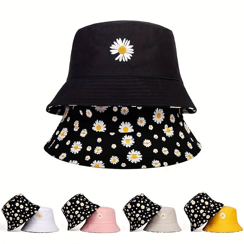 Summer Daisy Double-Sided  Buc - Bucket Hat Embroidered avis et prix