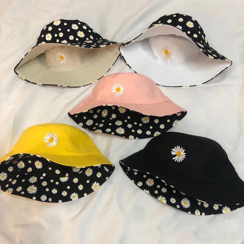 Summer Daisy Double-Sided  Buc - Bucket Hat Embroidered avis et prix