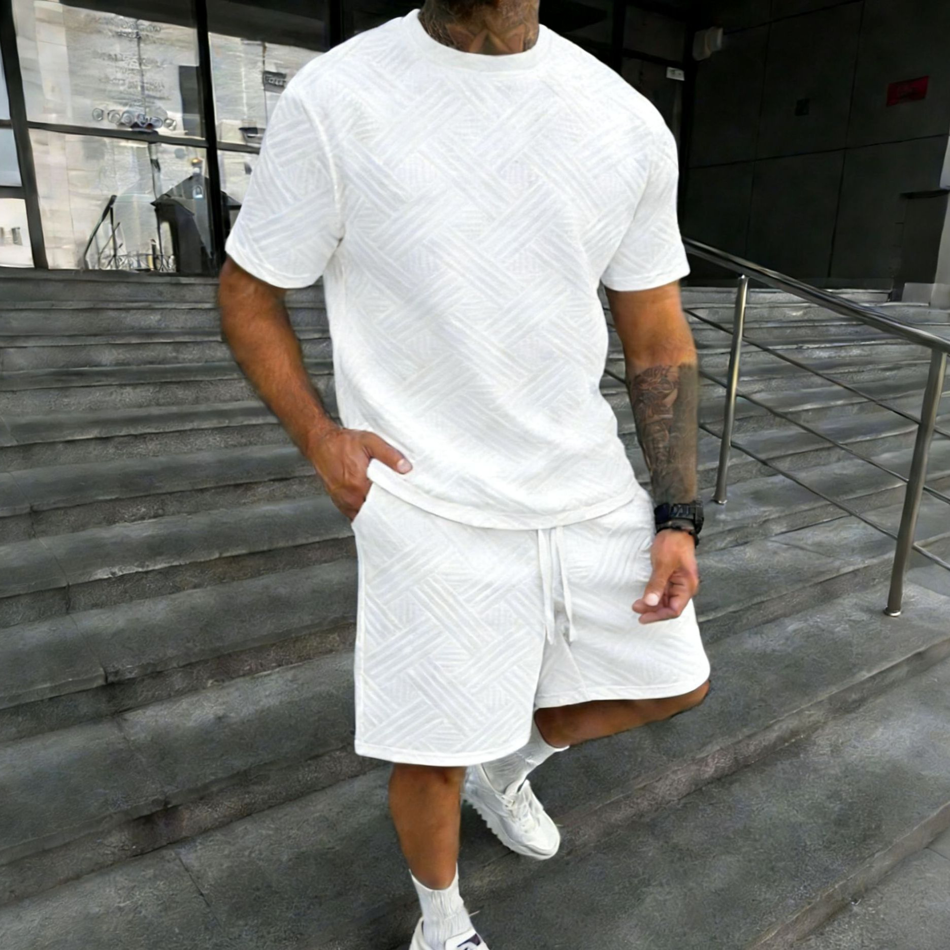 New men's summer jacquard shor - Street Fashion Tshirt avis et prix