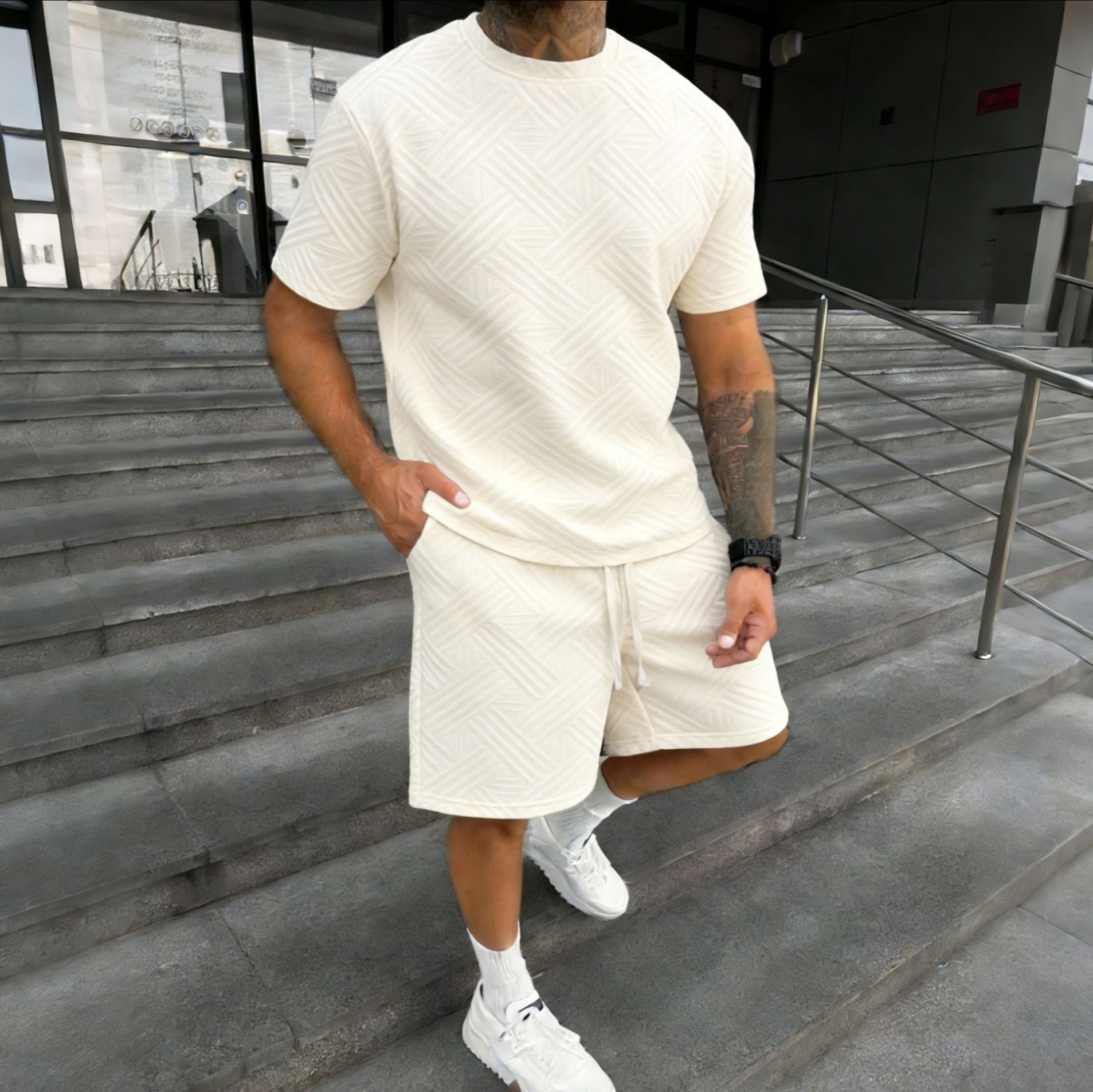 New men's summer jacquard shor - Street Fashion Tshirt avis et prix