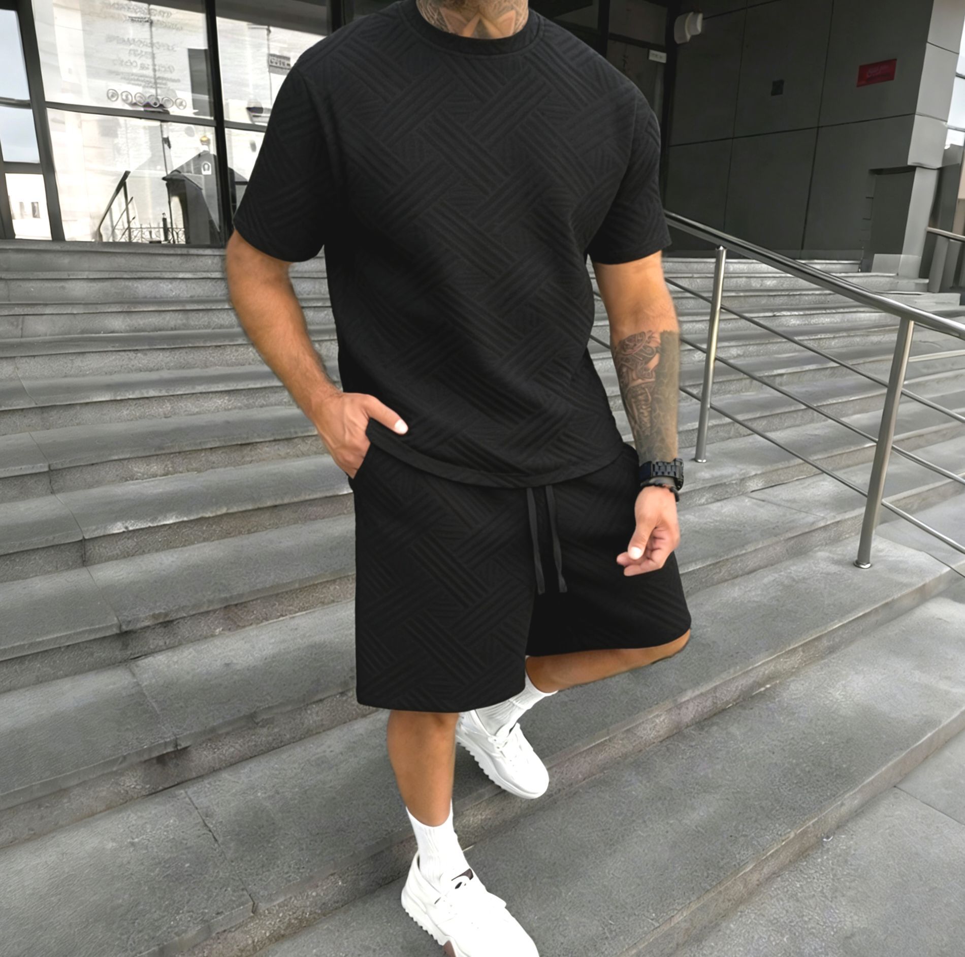 New men's summer jacquard shor - Street Fashion Tshirt avis et prix