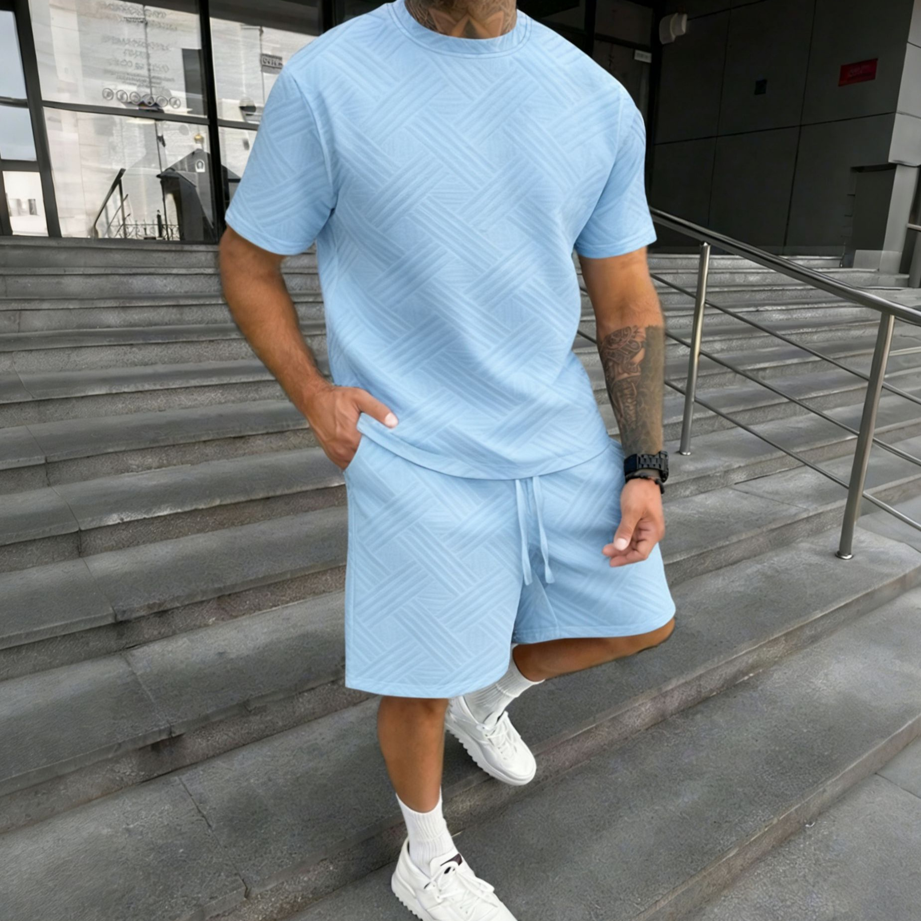 New men's summer jacquard shor - Street Fashion Tshirt avis et prix