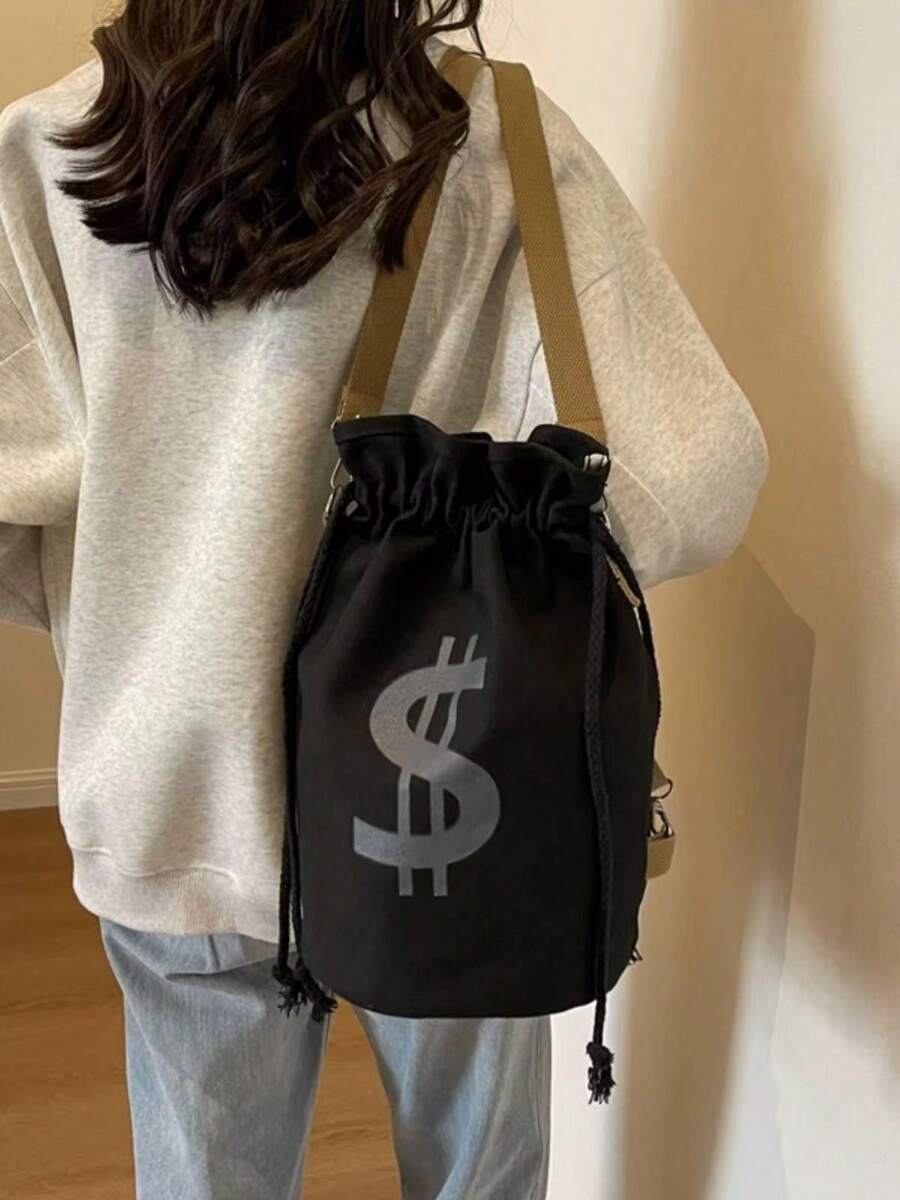 Black Canvas Drawstring Crossb - Tote Bag Canvas Print avis et prix