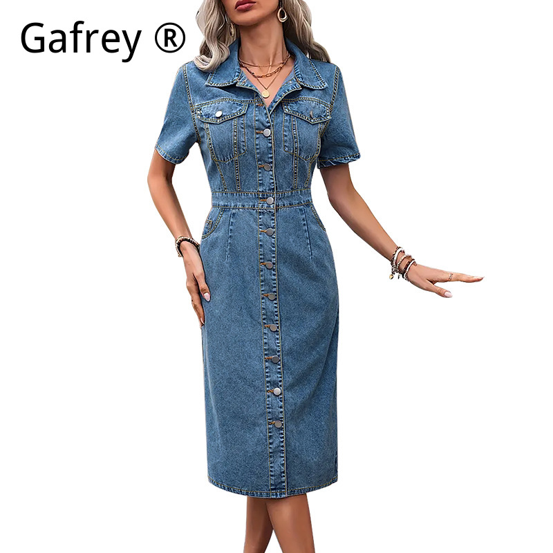 Plus Size Women Lapel Denim Dr - Street Fashion Jeans Women avis et prix