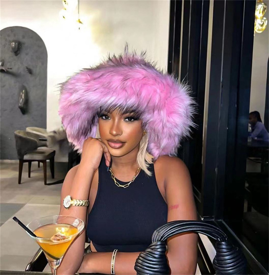 Fluffy Faux Fur Bucket Hat Win - Bucket Hat Embroidered avis et prix