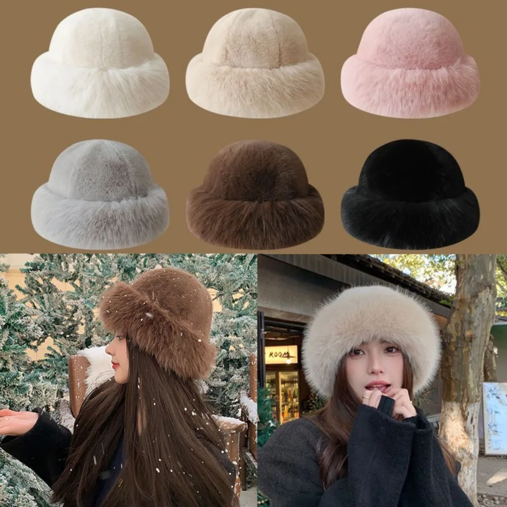 Women's Fluffy Fur Bucket Hat  - Bucket Hat Embroidered avis et prix