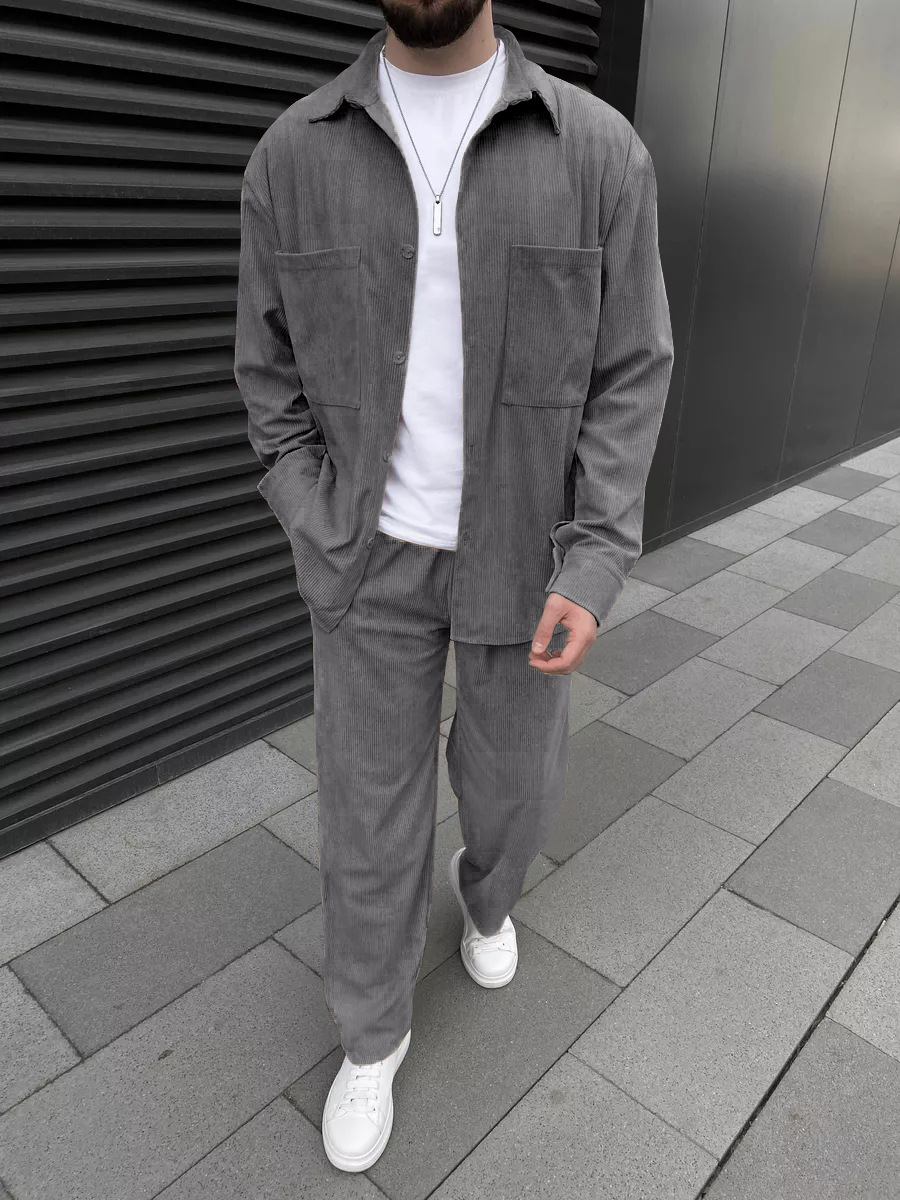 Men's corduroy two-piece outfi - Street Fashion For Man avis et prix