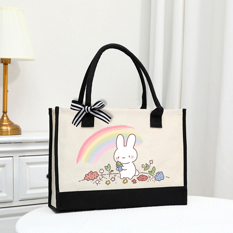 Cartoon-printed light white ca - Tote Bag Canvas Print avis et prix