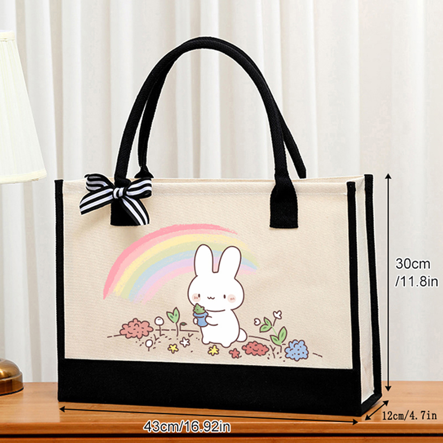 Cartoon-printed light white ca - Tote Bag Canvas Print avis et prix