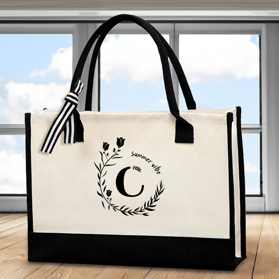 Leather letter print tote bag, - Tote Bag Canvas Print avis et prix