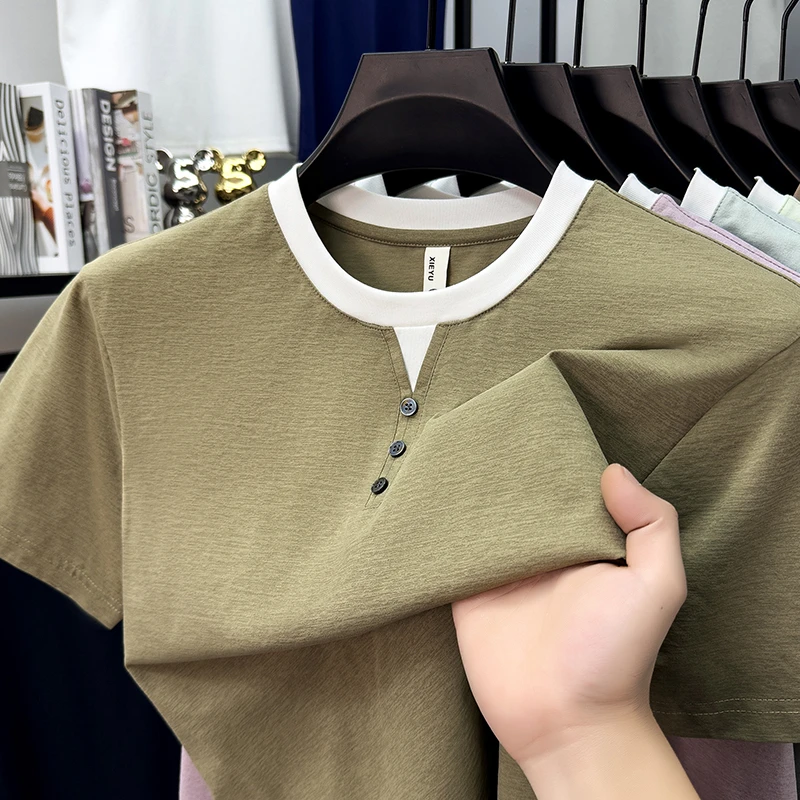 Mens Short Sleeve Henley Neck  - Street Fashion For Man avis et prix