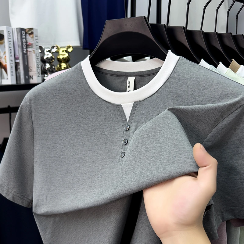 Mens Short Sleeve Henley Neck  - Street Fashion For Man avis et prix