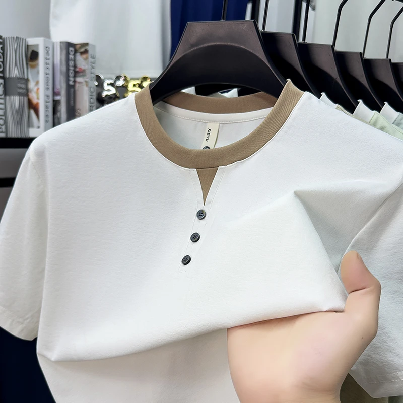Mens Short Sleeve Henley Neck  - Street Fashion For Man avis et prix