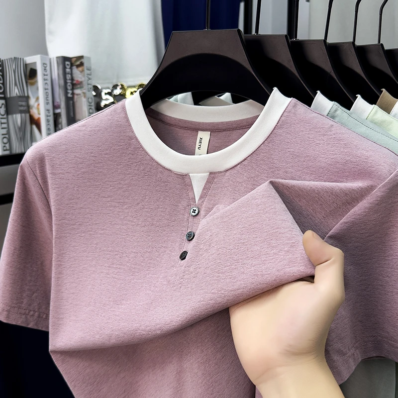 Mens Short Sleeve Henley Neck  - Street Fashion For Man avis et prix