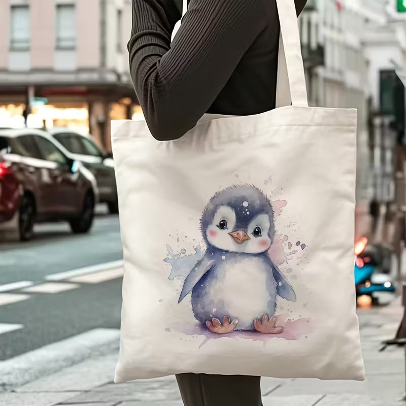 Ink Sketch Polar Bear And Peng - Tote Bag Canvas Print avis et prix