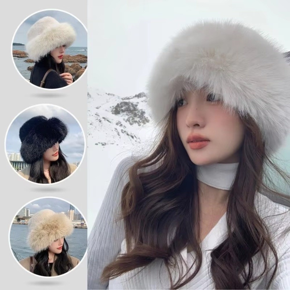 New Fluffy Fur Winter Hat Soli - Bucket Hat Embroidered avis et prix