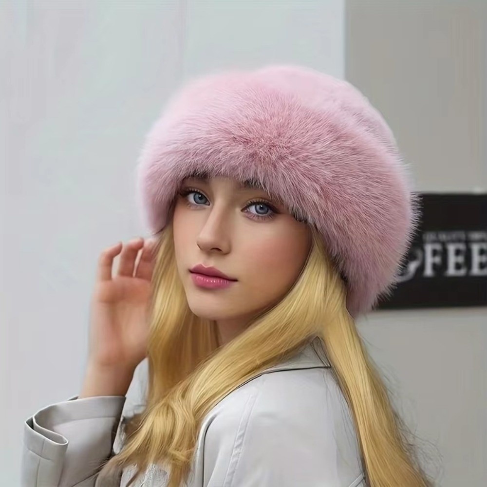 New Fluffy Fur Winter Hat Soli - Bucket Hat Embroidered avis et prix