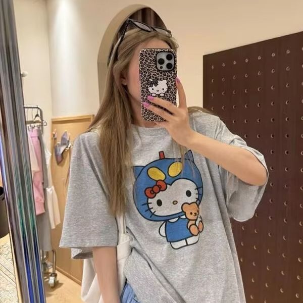 Short Sleeved Hello Kitty Prin - Street Fashion Tshirt avis et prix