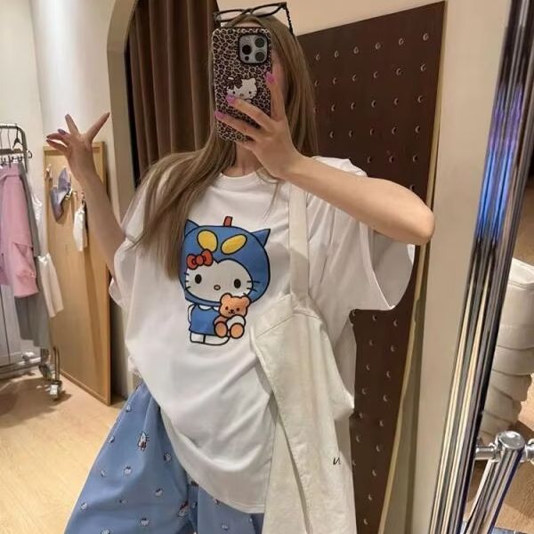 Short Sleeved Hello Kitty Prin - Street Fashion Tshirt avis et prix