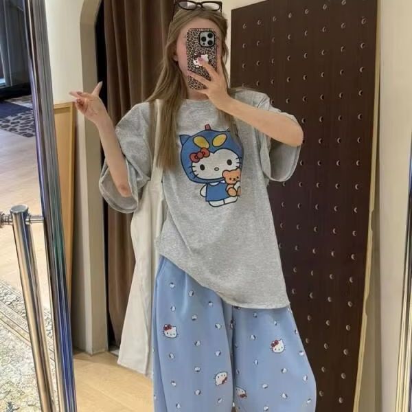 Short Sleeved Hello Kitty Prin - Street Fashion Tshirt avis et prix