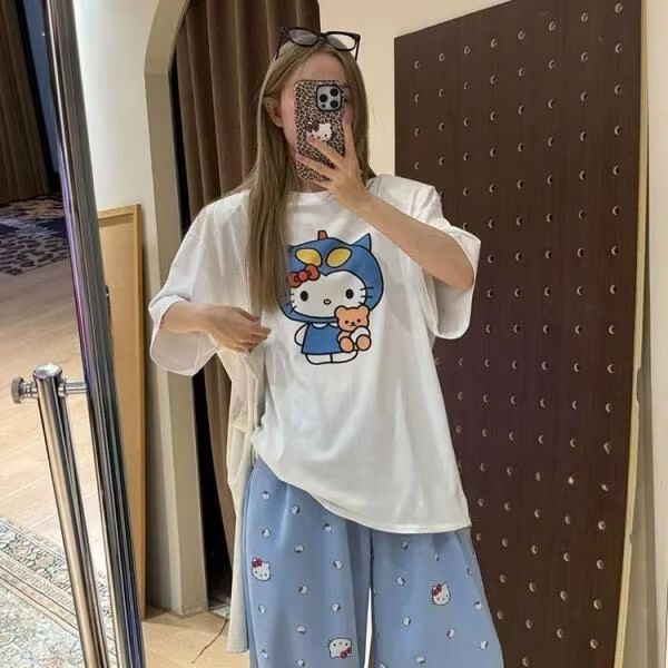 Short Sleeved Hello Kitty Prin - Street Fashion Tshirt avis et prix