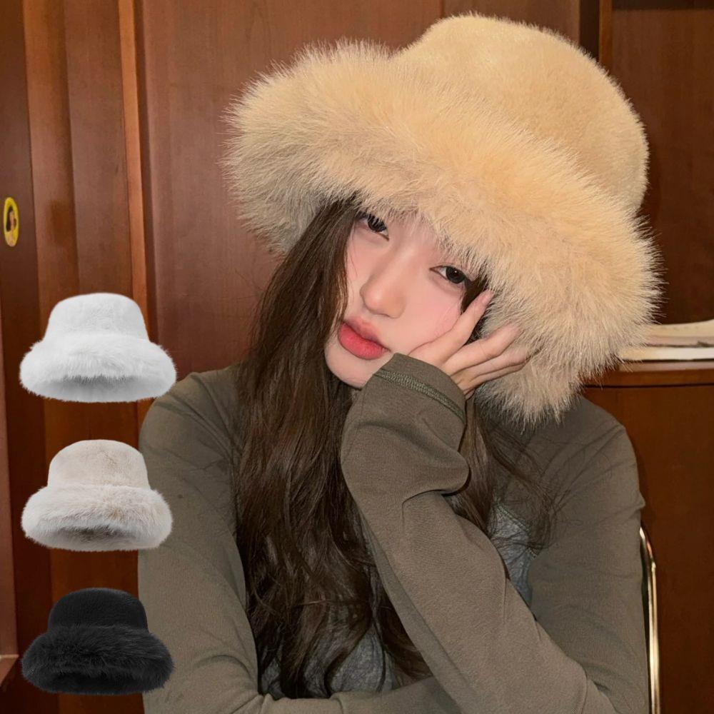 Fluffy Fur Bucket Hat For Wome - Bucket Hat Embroidered avis et prix