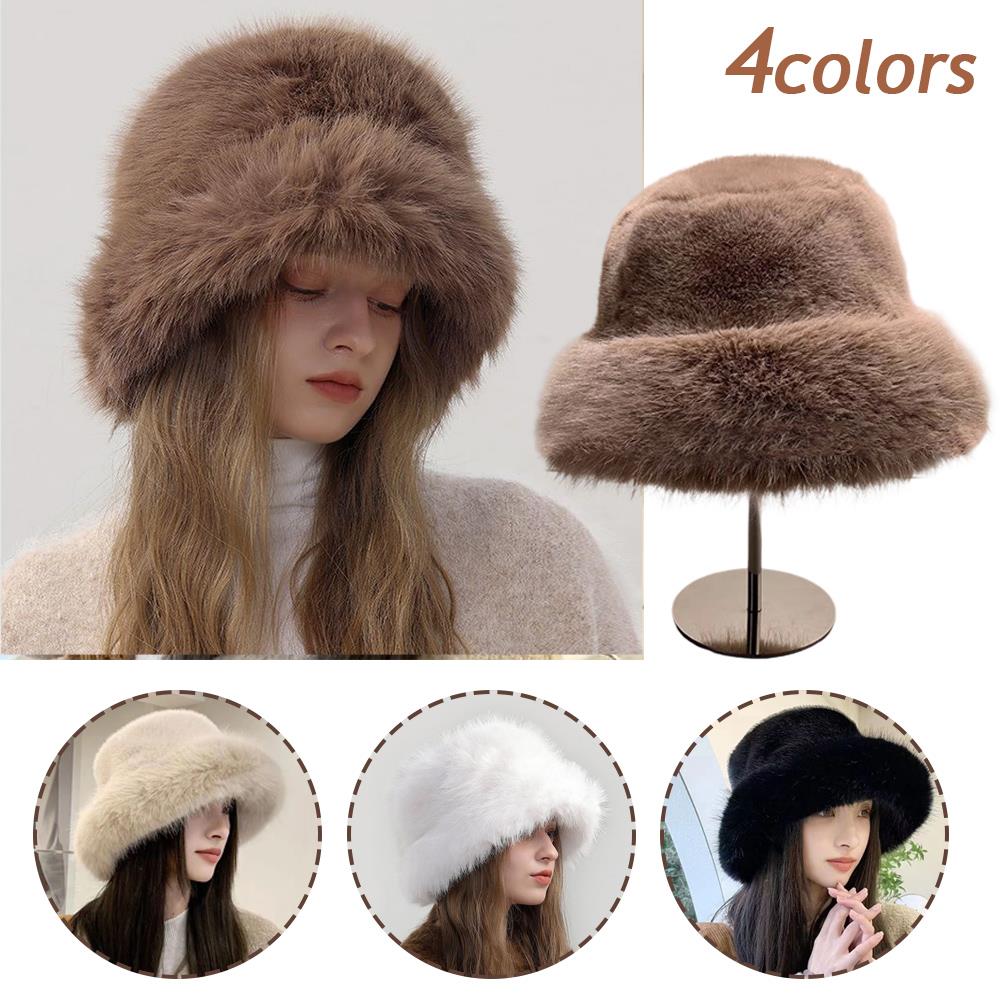 Fluffy Fur Bucket Hat For Wome - Bucket Hat Embroidered avis et prix