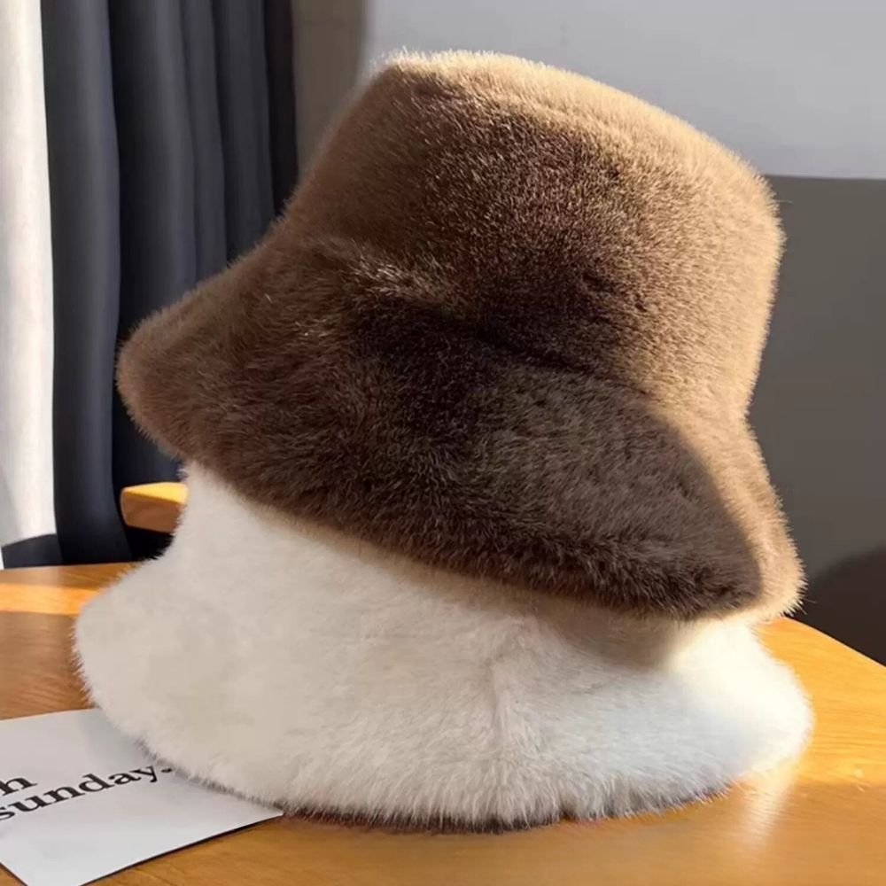 Fluffy Fur Fisherman Hat For W - Bucket Hat Embroidered avis et prix