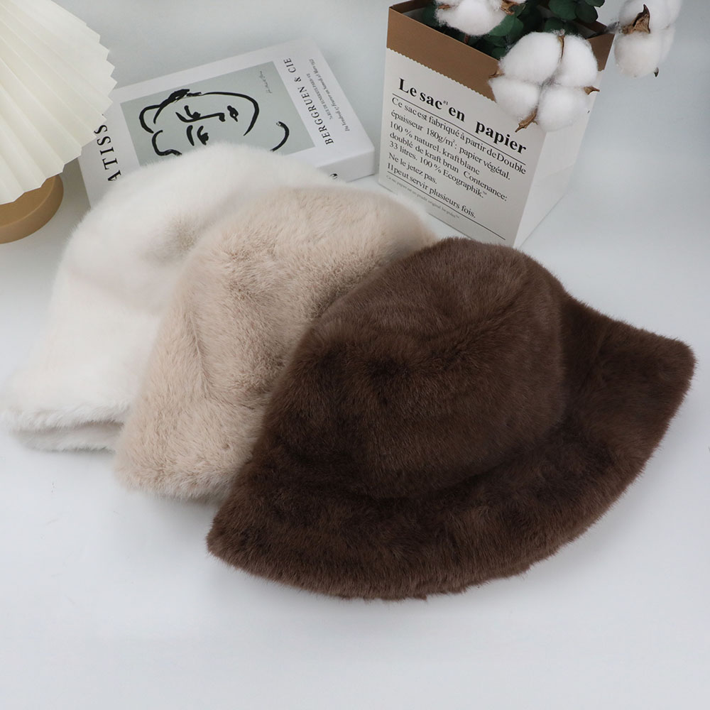 Fluffy Fur Fisherman Hat For W - Bucket Hat Embroidered avis et prix