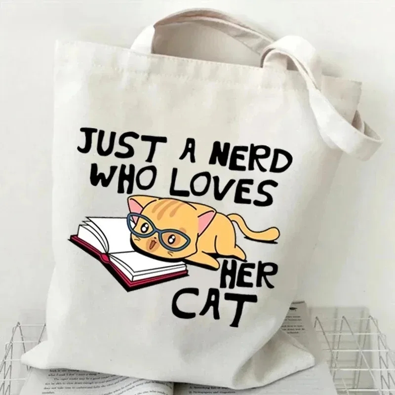 Cat and Book Canvas Handbag La - Tote Bag Canvas Print avis et prix