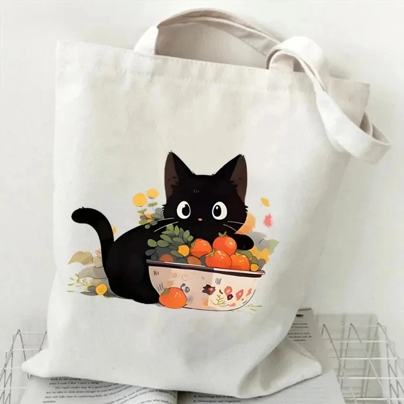 Cat and Book Canvas Handbag La - Tote Bag Canvas Print avis et prix