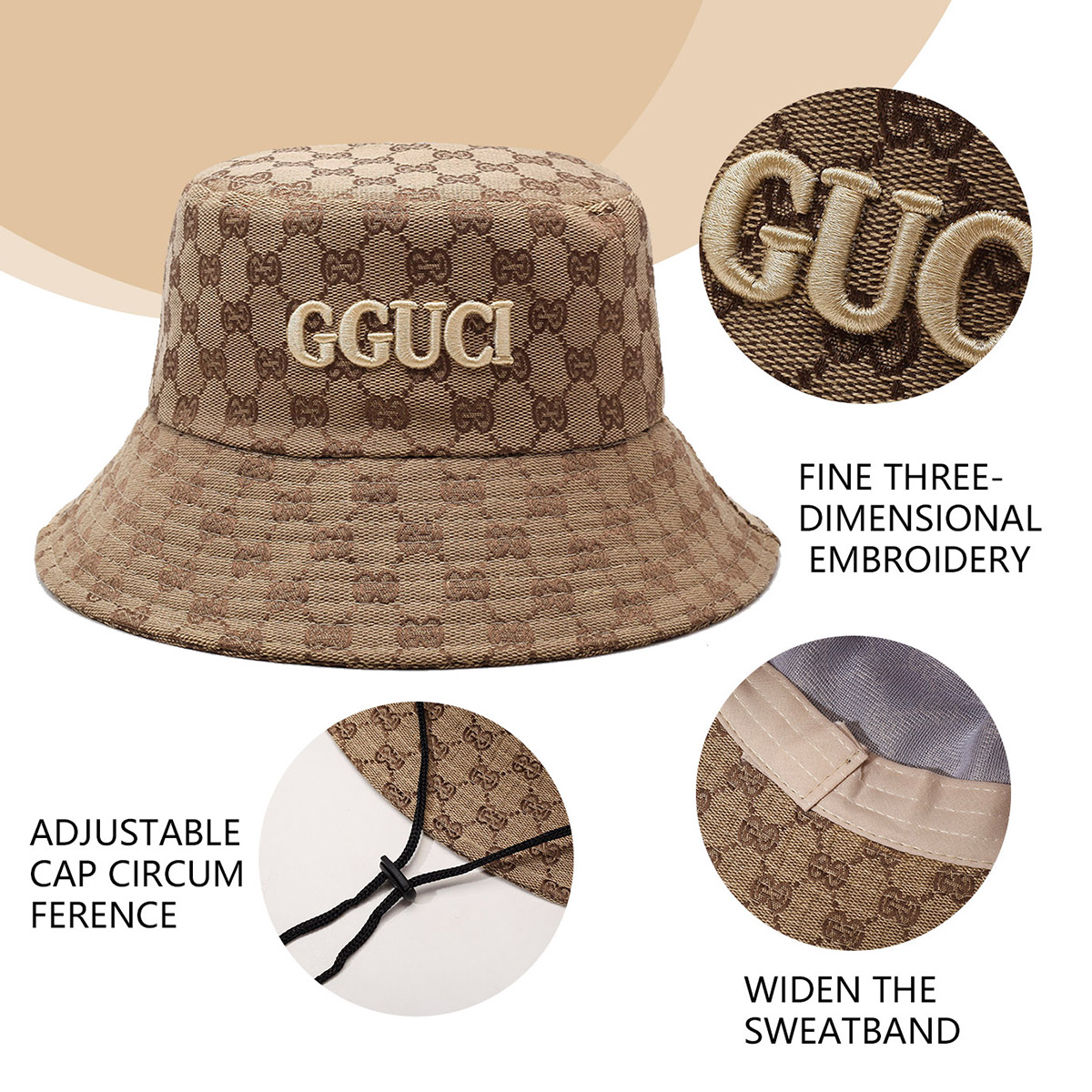 Unisex Black and White Embroid - Bucket Hat Embroidered avis et prix